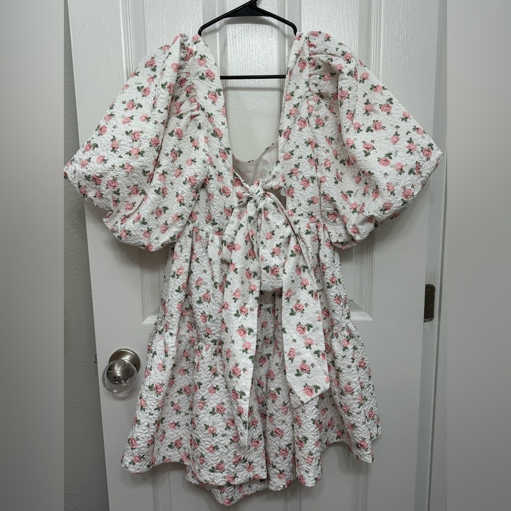 Mable x Böhme Floral Puff Sleeve Babydoll Dress – Size M - Picture 5 of 11